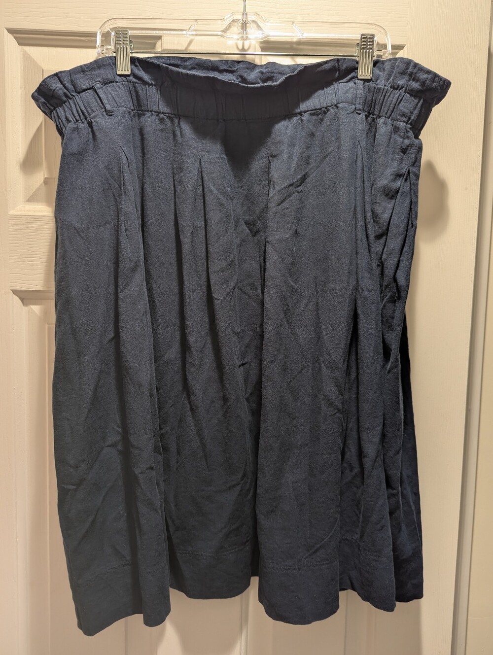 Gibson Latimer Skirt Navy Blue Linen Blend Paper Bag Waist Sz XL *GUC